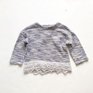 NEXT blue/white crochet hem top EUC 18-24 months
